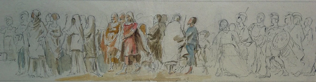 Noè Bordignon - Studi per gli affreschi della facciata di villa De Micheli a Bassano del Grappa, 1907 circa 1